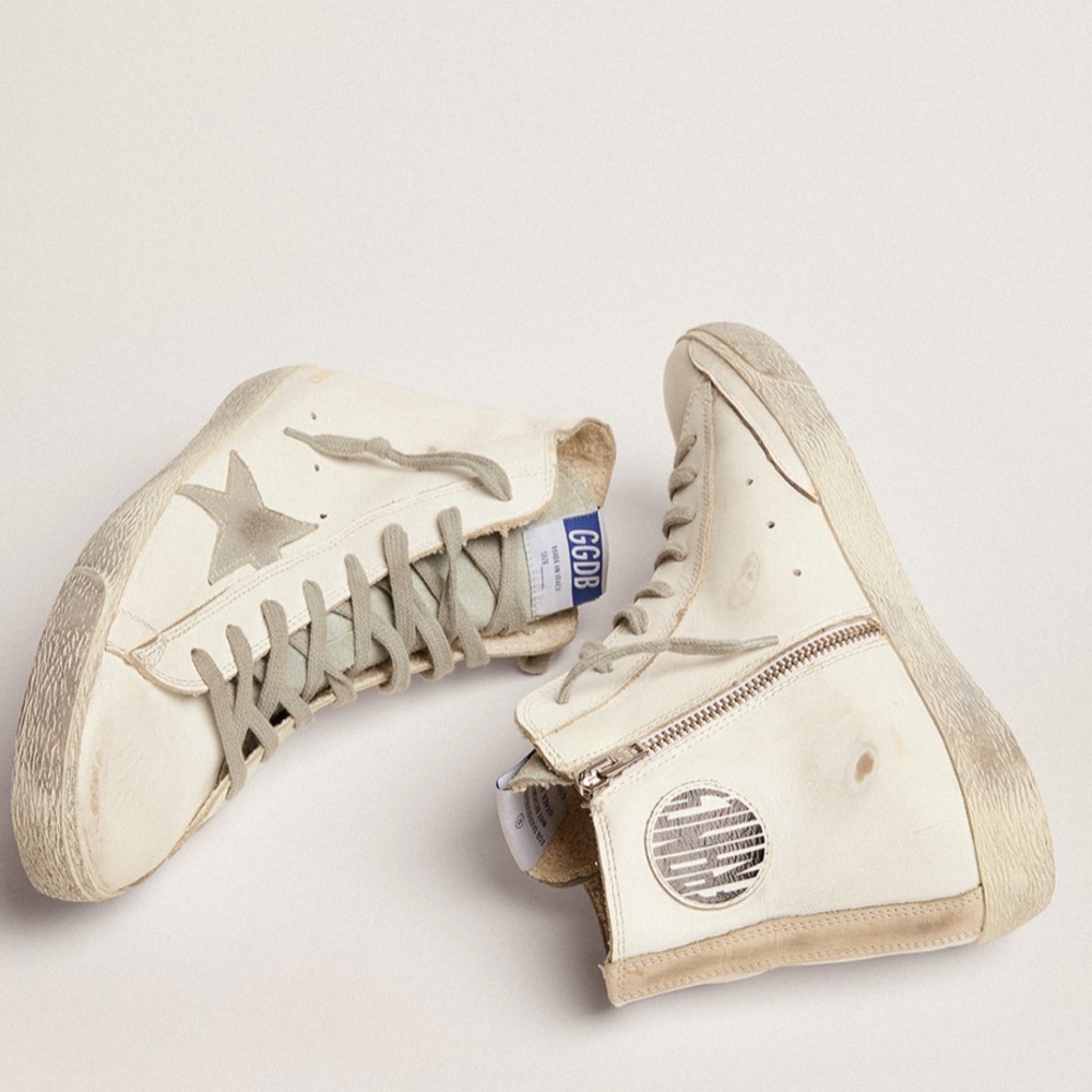 Golden Goose Francy High tops. White, Silver, Milk. Size 39